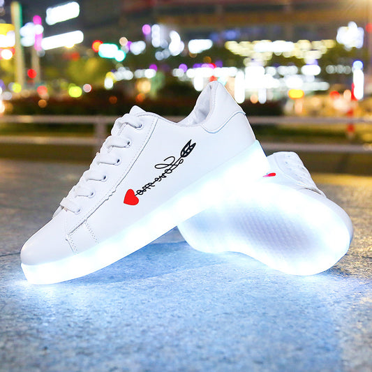 Factory direct sales new led luminous shoes luminous ghost walking shoes usb rechargeable strip light shoes casual sports board shoes foreign trade