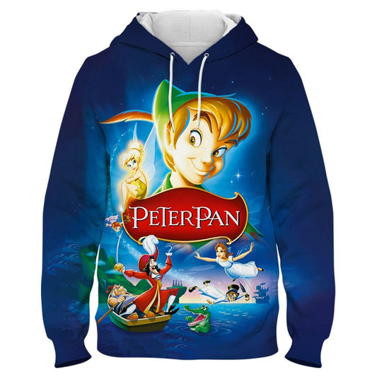 Hoodies Cartoon Peter Pan Hip Hop Streetwear Sweater Sport Casual Man and Girl & Kids