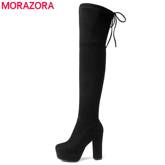 Size 34-43 New 2021 Over the Knee Boots Women Faux Suede Thigh High Boots Platform Stretch Slim Sexy Ladies Women's Winter Boots