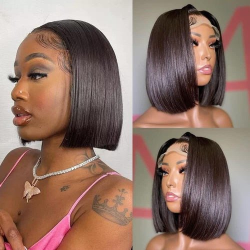 Short Bob Wig Straight Lace Front Human Hair Wigs for Black Women Pre Plucked Transparent Hd Frontal Wig Brazilian Lace Wigs